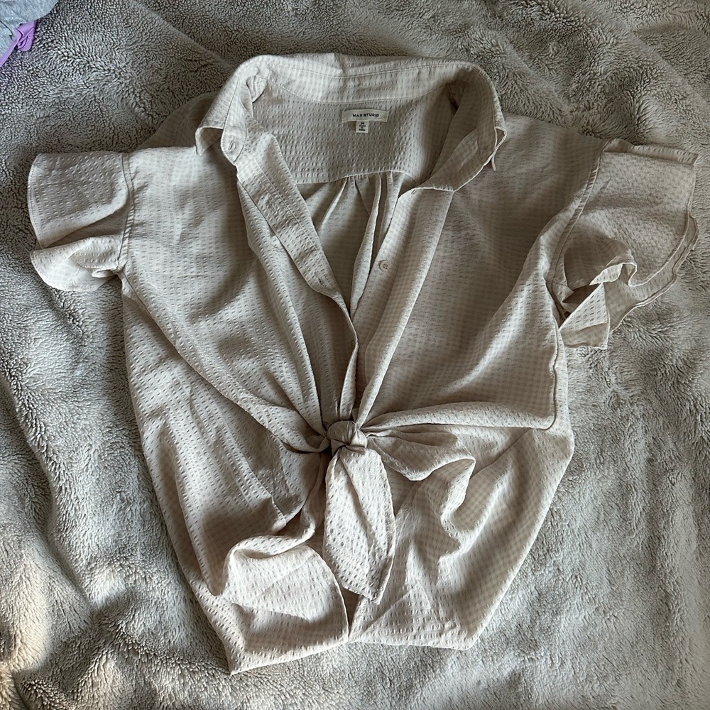 Cream Tie-Front Blouse